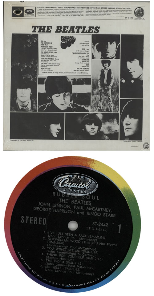 beatles rubber soul (RARE TEST AAD盤) Beatles Rare Signed Rubber Soul Capitol Version Artwork